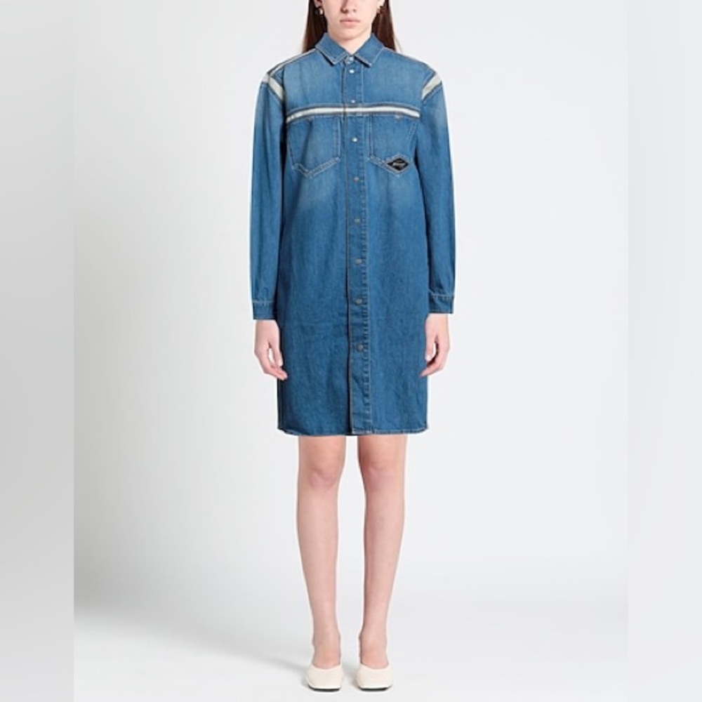 DIESEL De-Hora Womens Shirt Dress Casual Denim Blue Jeans Top Midi Dress